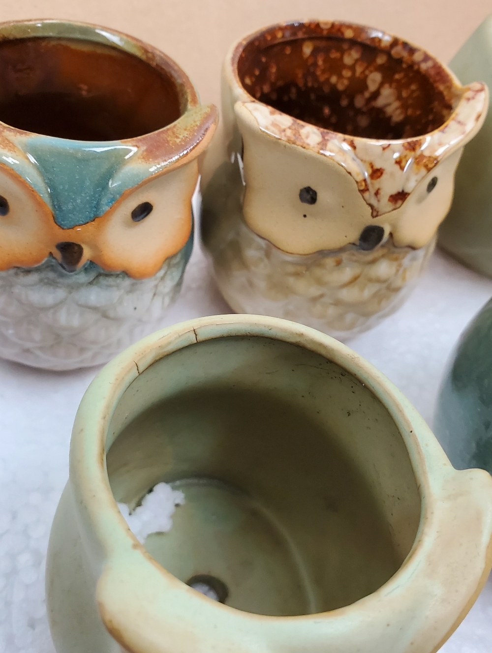 Luckego NIB 6 ceramic owl plant pots containers 2-1/4" high - Picture 3 of 7